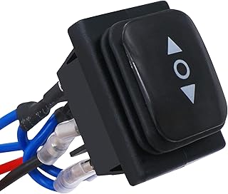 TWTADE Momentary Polarity Reverse Switch Waterproof DC 12V 10A Control Motor for Hoist, Crane, Linear Actuator 6 Pin 3 Position (ON)-Off-(ON) AC 110V-220V Rocker Toggle Switch with Wire KCD4-223-JT