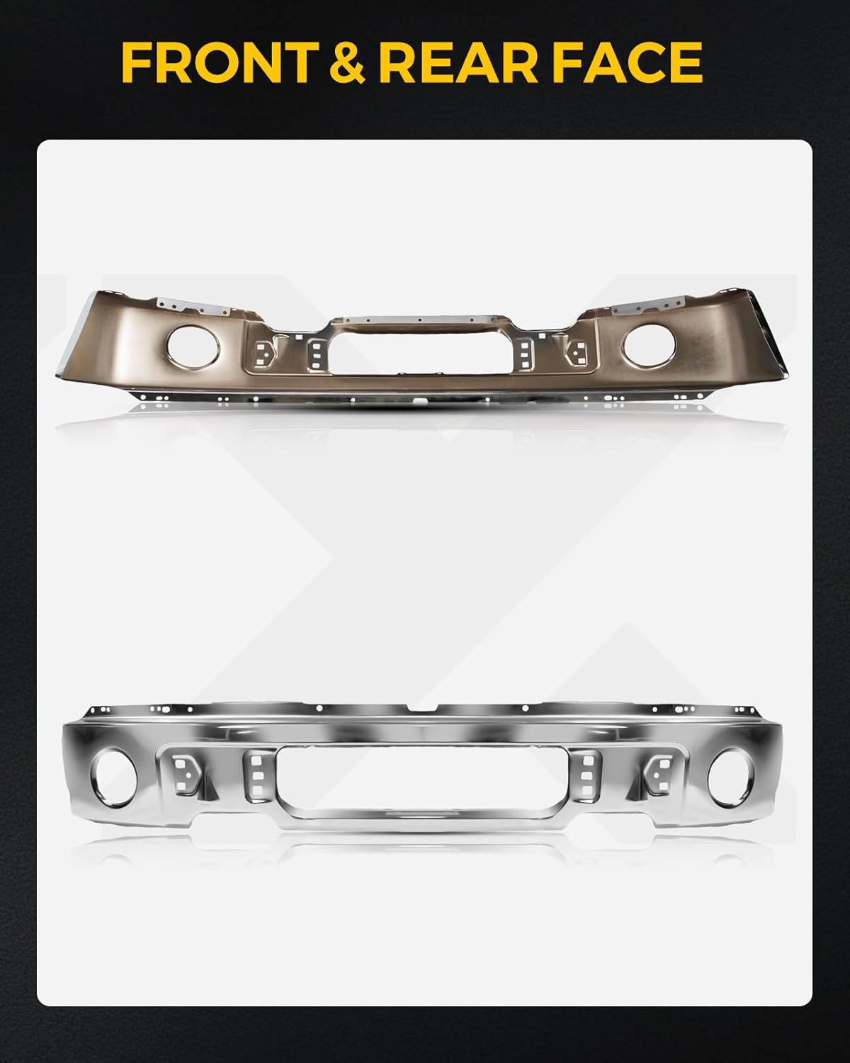 KYX Front Bumper Compatible for Ford F150 2009-2014 without Park Assist Sensor Holes, with Fog Light Holes, Chrome Steel Front Bumper Face Bar Replacement Number FO1002411, 9L3Z17757B