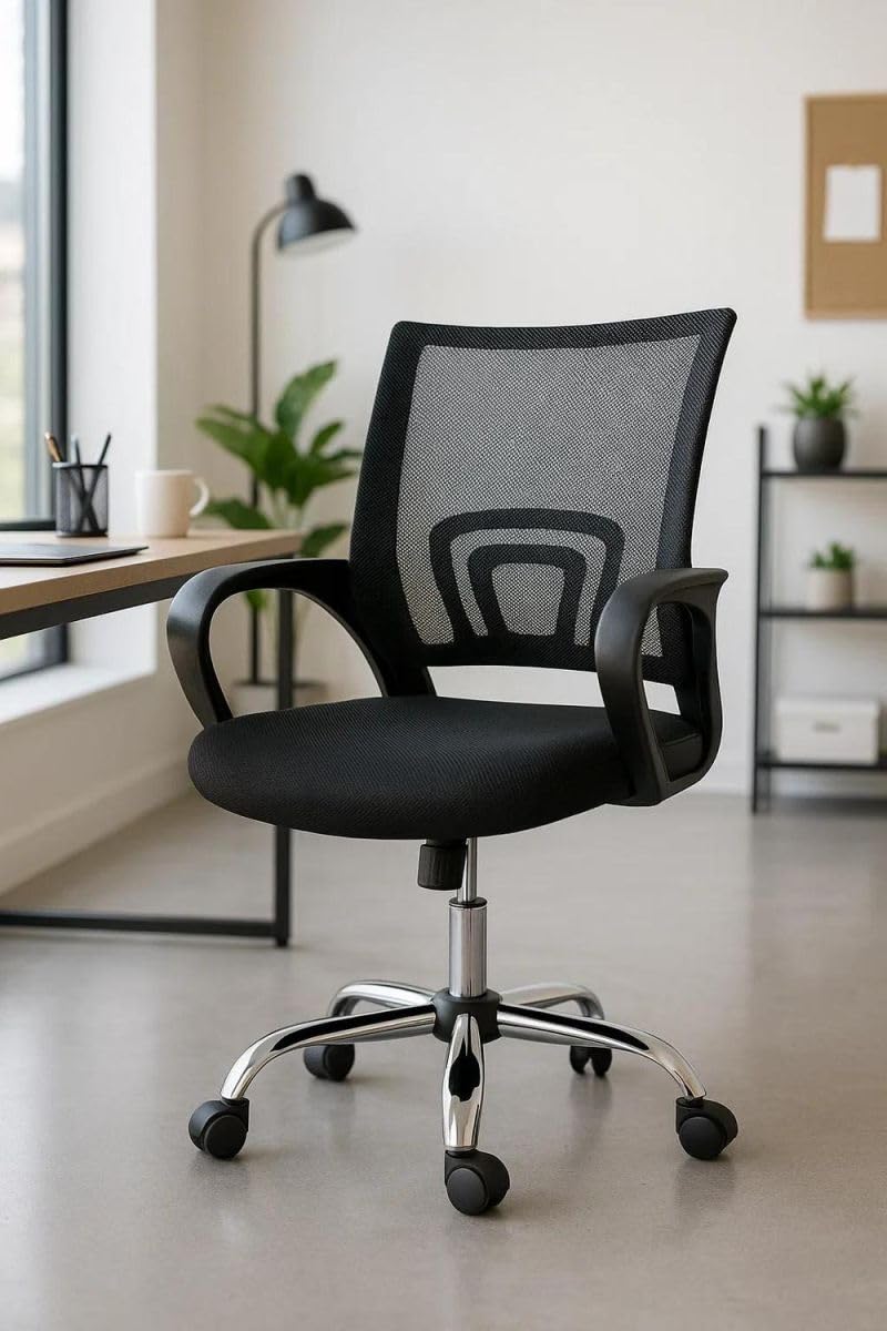 Regalos Miguel - Silla de Oficina Negra Midi Pro - Máxima Ergonomía - Ideal para Escritorio y Gaming