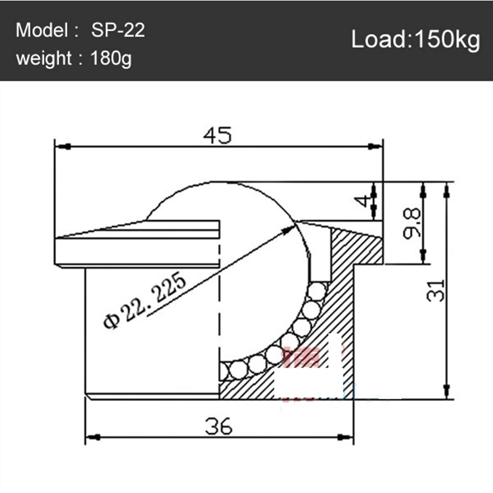 Precyzyjne nylonowe kółka kulkowe, ciche uniwersalne koło SP-8 SP-30, 1 szt. (SP-22)