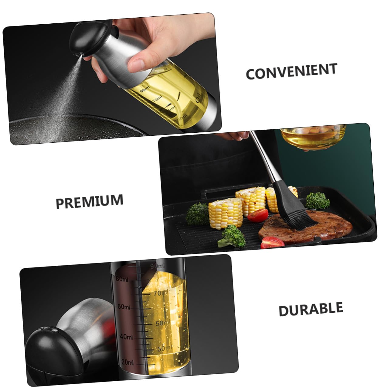 Dispenser in Acciaio Inossidabile con Spruzzatore e Contenitore Trasparente Antigoccia per Cucina Bottiglia Versatile per Olio Salsa di Soia e Condimenti