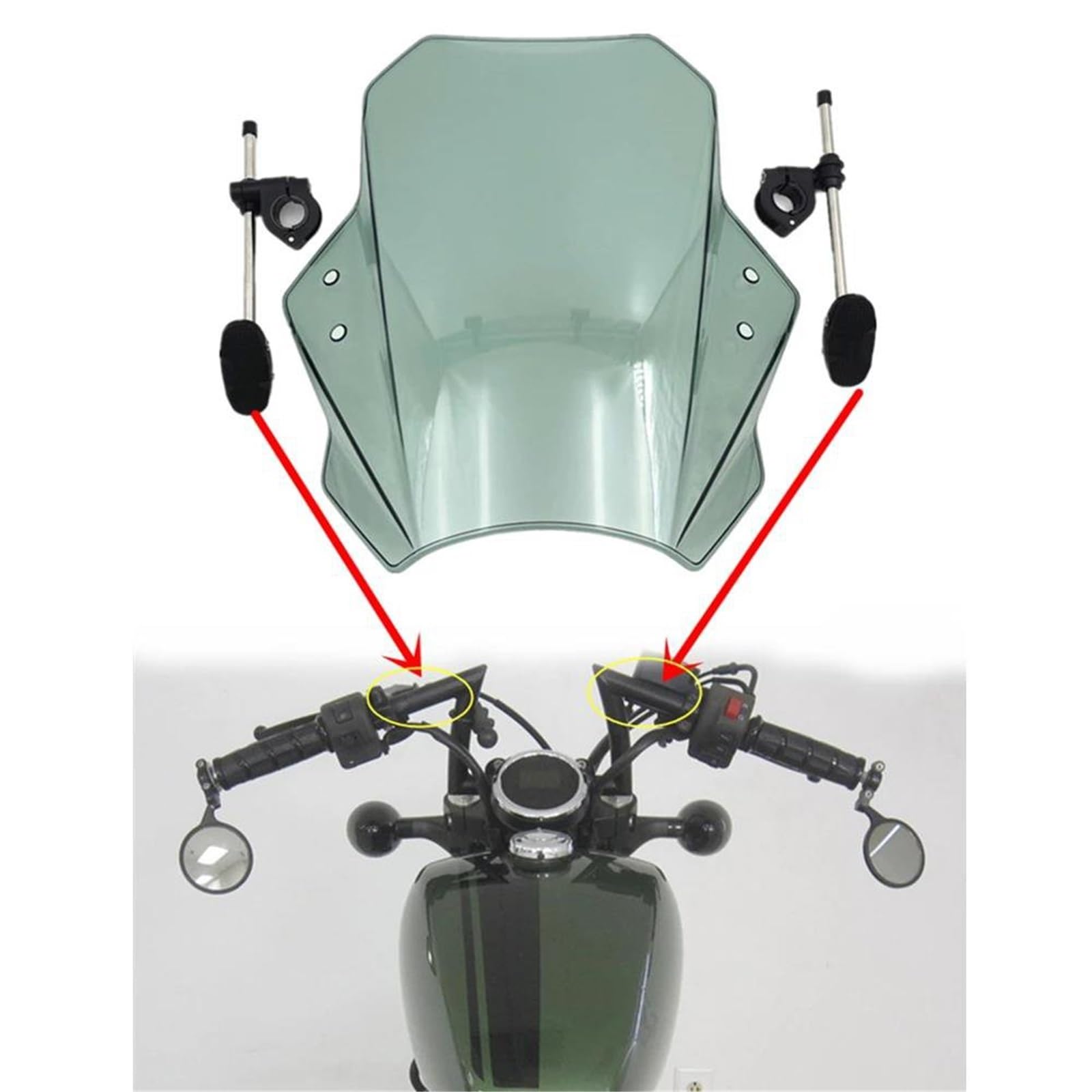 Windscherm / Winddeflector Voor Yamaha BOLT R-SPEC & XV950 – Rookkleur – Verstelbare Spoiler – Verbetert Comfort En Sturing