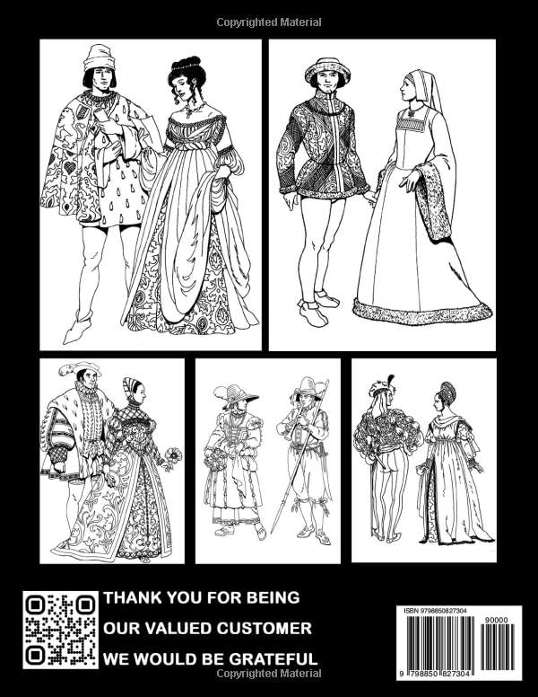 Renaissance Fashions Coloring Book: Beautiful Western European Fashion Designs Encourage Creativity With Stunning Coloring Pages For Kids, Teens, Adults Relieving Stress & Relaxation - Image 2