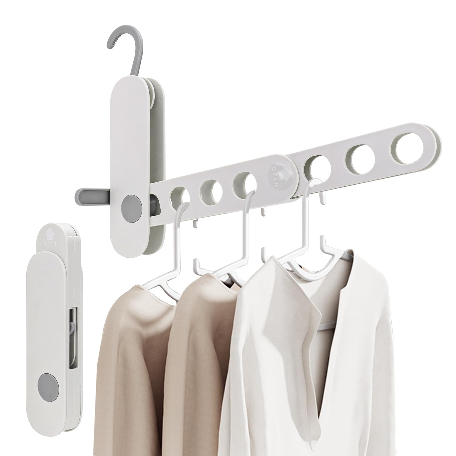 Modixun 2 Pack Foldable Travel Hangers Clothes Drying Rack, 7 Holes Folding Clothing Hangers Over The Door for Traveling Cruise RV Laundry Towel