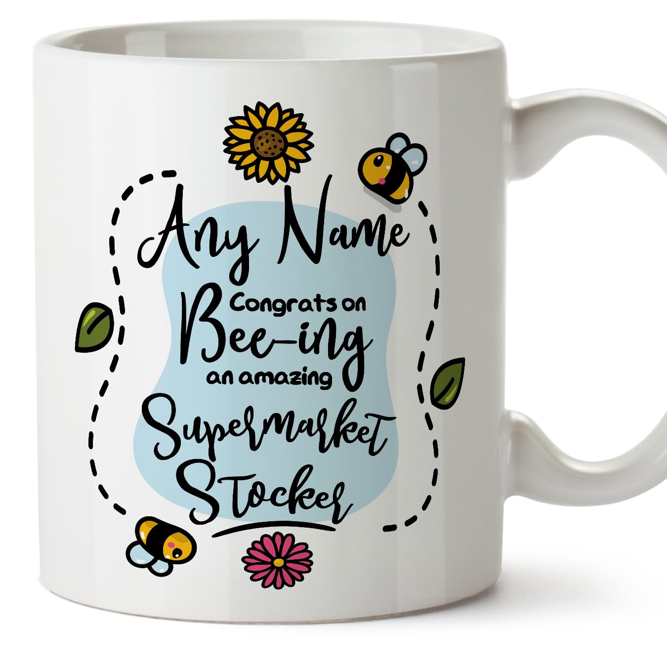 MUGFFINS Personalised Mug for Supermarket Stocker - in English - Thanks for Beeing - Funny Custom Gift for Colleagues - Ceramic 11oz Mug