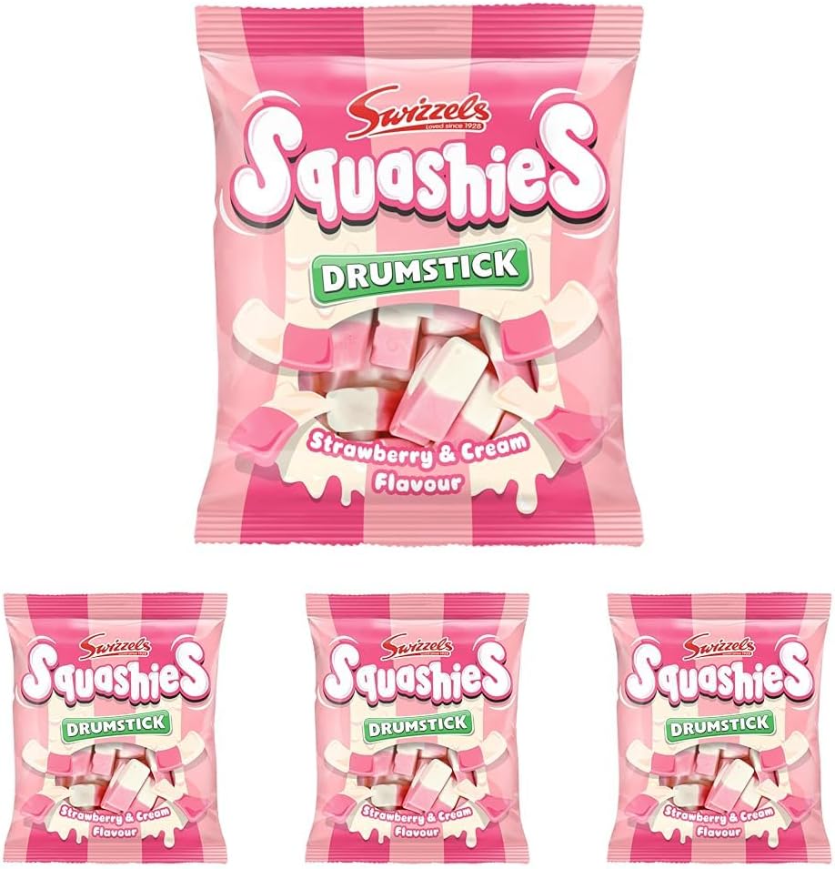 Swizzles SQUASHIES STRAWBERRY & CREAM 140g (Pack of 4)
