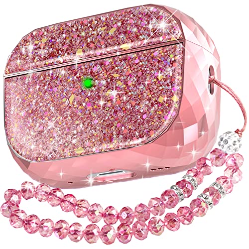 AhaStyle AirPods Pro 2 Case Cover (2024/2023/2022) for Women Girls Luxury Glossy Hard-Shell Protective Case Cover Compatible with Apple AirPods Pro 2nd Gen (USB-C/Lightning Cable) Charging Case