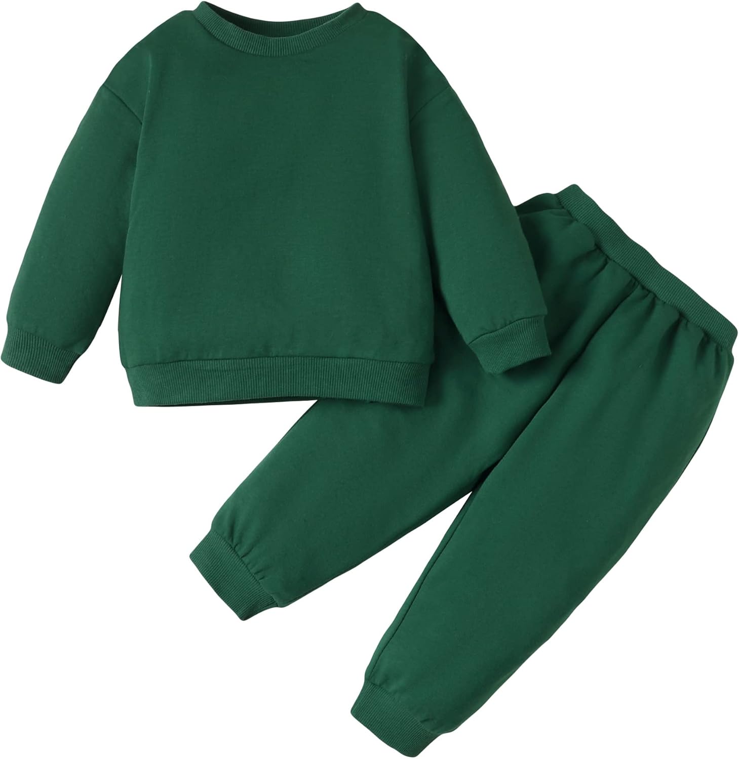 DEFAHN Toddler Baby Boy Girl Clothes Solid Tshirt Short/Long Sleeve Top Pants 2PCS Summer Baby Outfit Set Sweatsuit