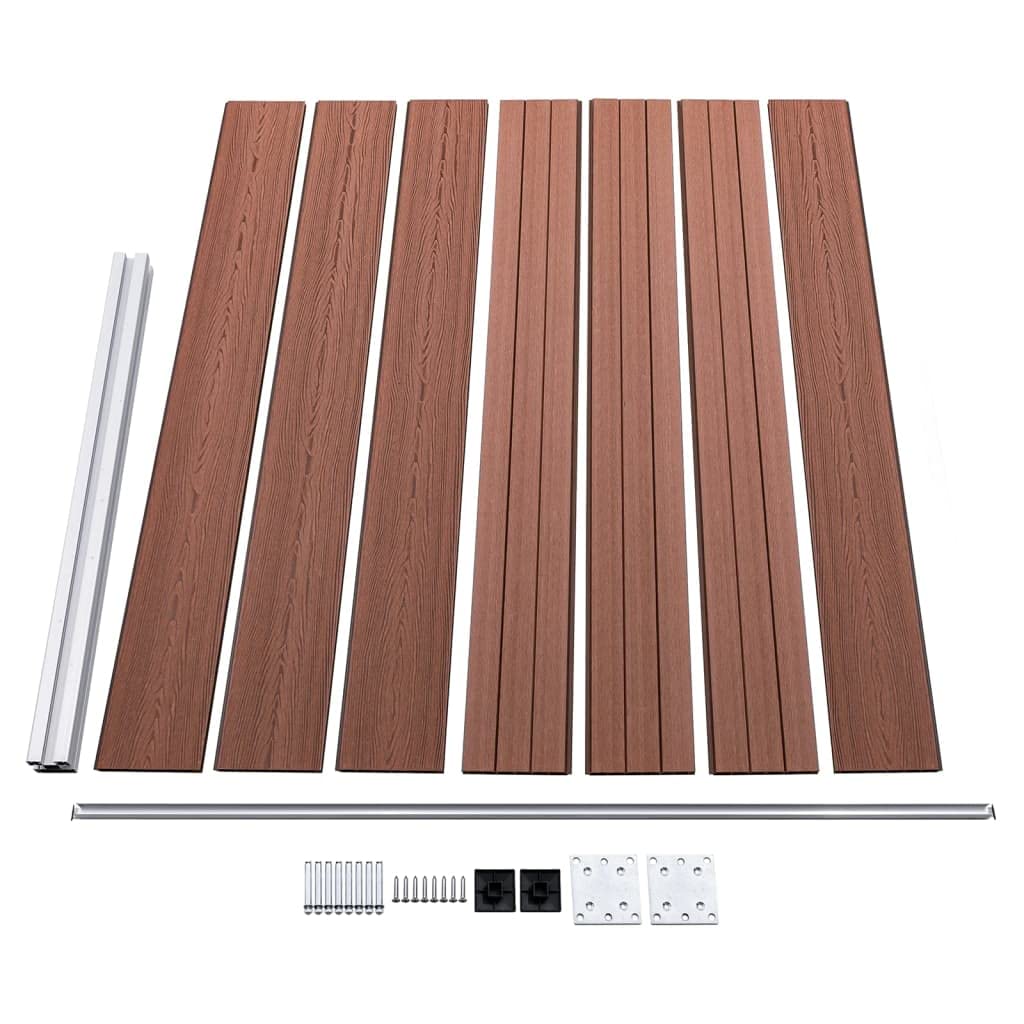 Ensemble de Panneau de Clôture Jardin WPC 872x146 cm Marron, Brise-Vue Composite Modulaire pour Extérieur, Claustra et Palissade avec Poteaux et Accessoires