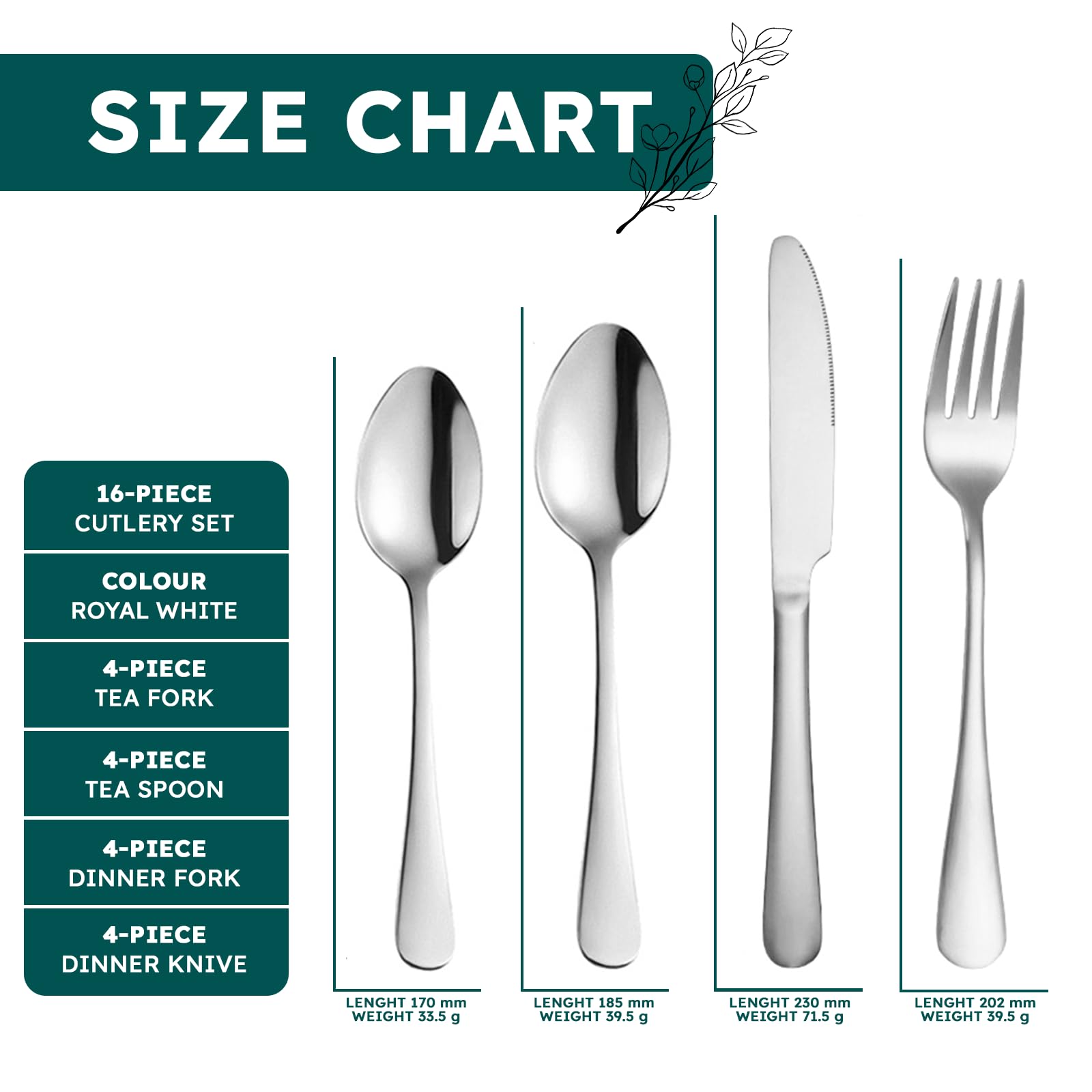 16-Piece Silver Stainless Steel Flatware Set, LAVISHLY Mirror Polished Cutlery for 4 People, Durable & Dishwasher Safe Tableware - Image 3
