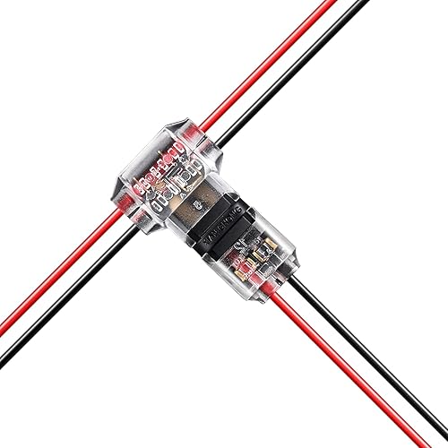Paquete de 48 conectores de cable de bajo voltaje en T, conectores de empalme compactos universales de 2 vías automotrices para cableado de tira LED