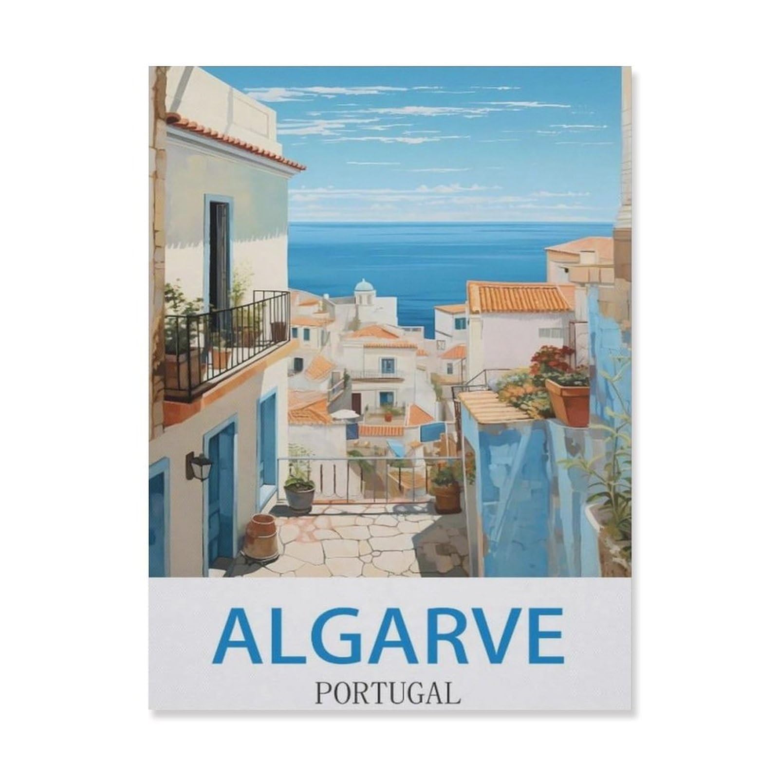 Tin Sign，Algarve Portugal，Retro Plaque Vintage Iron Painting Decor Funny Hanging Crafts for Office Bedroom Living Room Club(15x30cm）6x12 inch-EH21