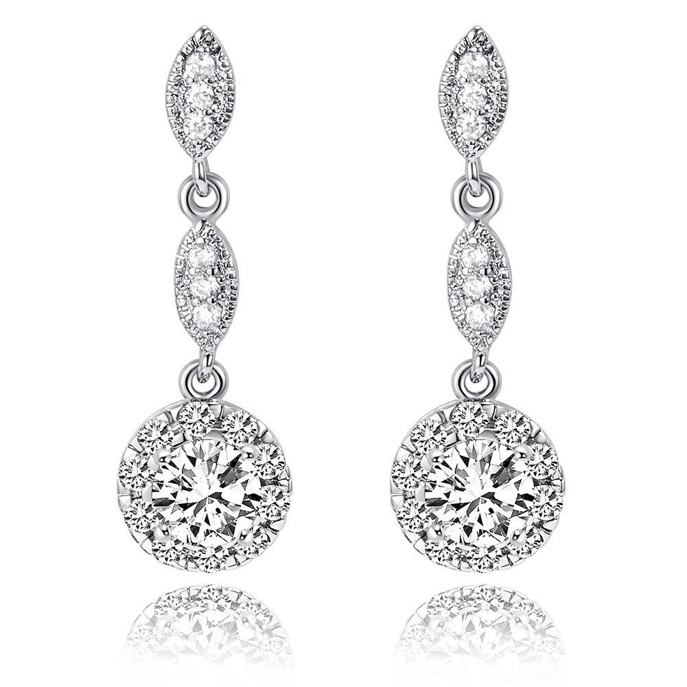 Fashion Earrings Round-Cut Cubic Zirconia Stud Dangle Earrings Jewelry Gift