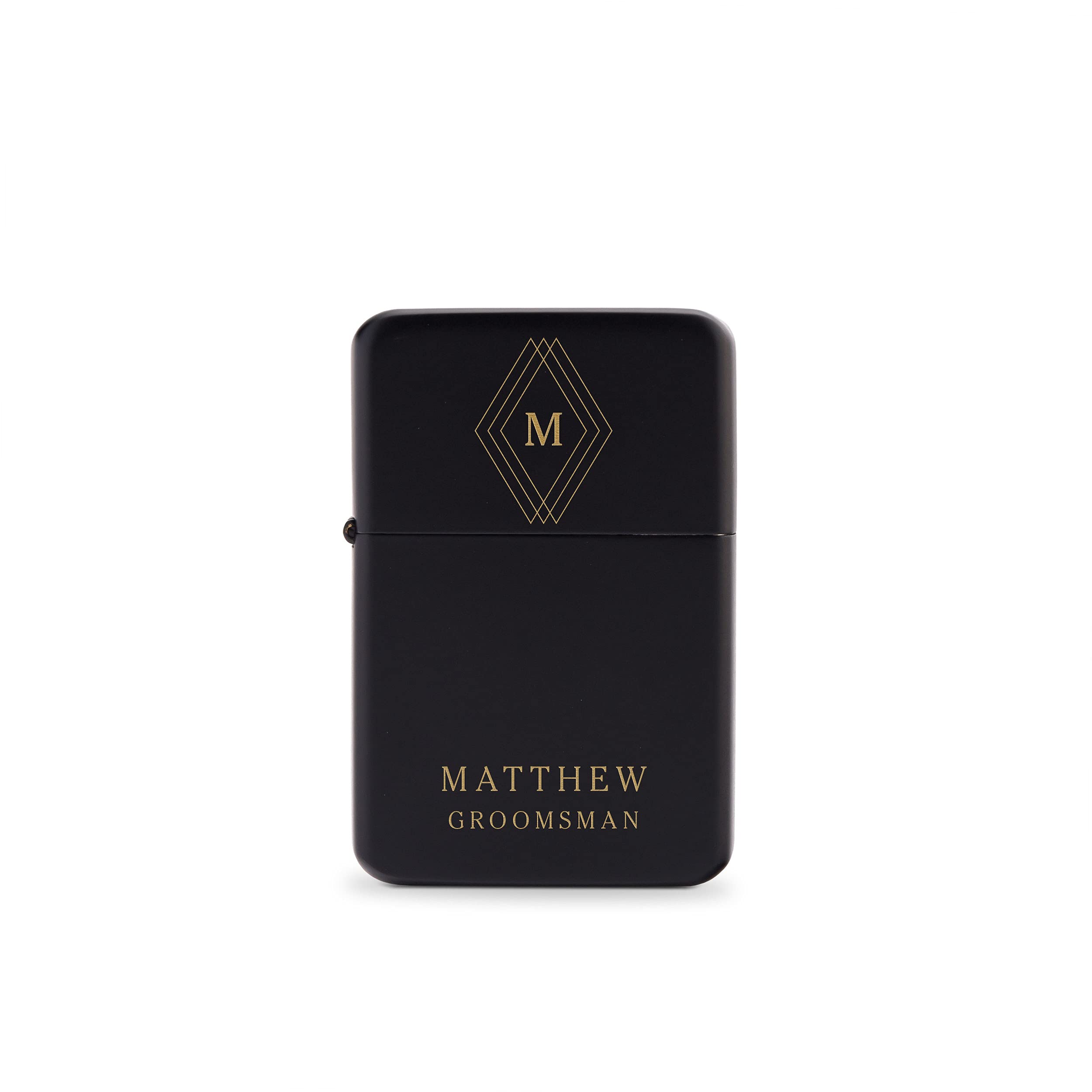 Weddingstar Custom Metal Windproof Personalized Lighter Matte Black - Diamond Emblem Monogram Engraving