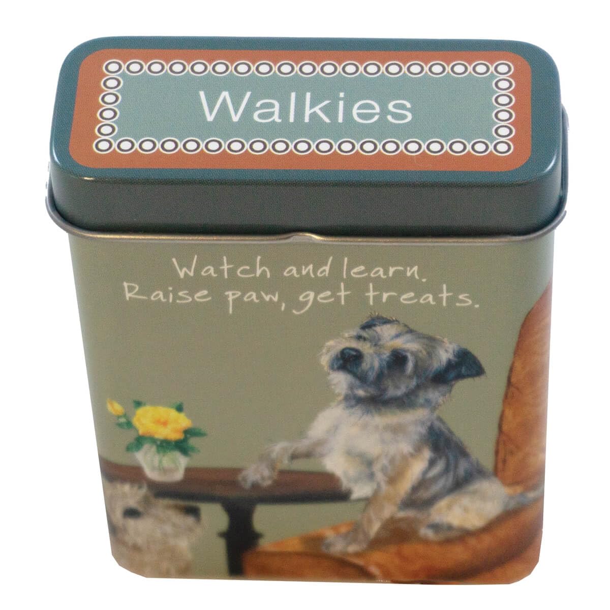 Little Dog Laughed Border Terrier Walkies Treat Tin, Pocket Size Storage Container, 7cm x 9cm