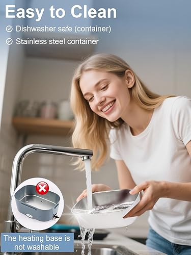 Miniatura 5 de Fiambrera eléctrica de 80 W con controlador de tiempo de calefacción, calentador de alimentos portátil de 1.5 L para adultoshombrestrabajo, 12 V24