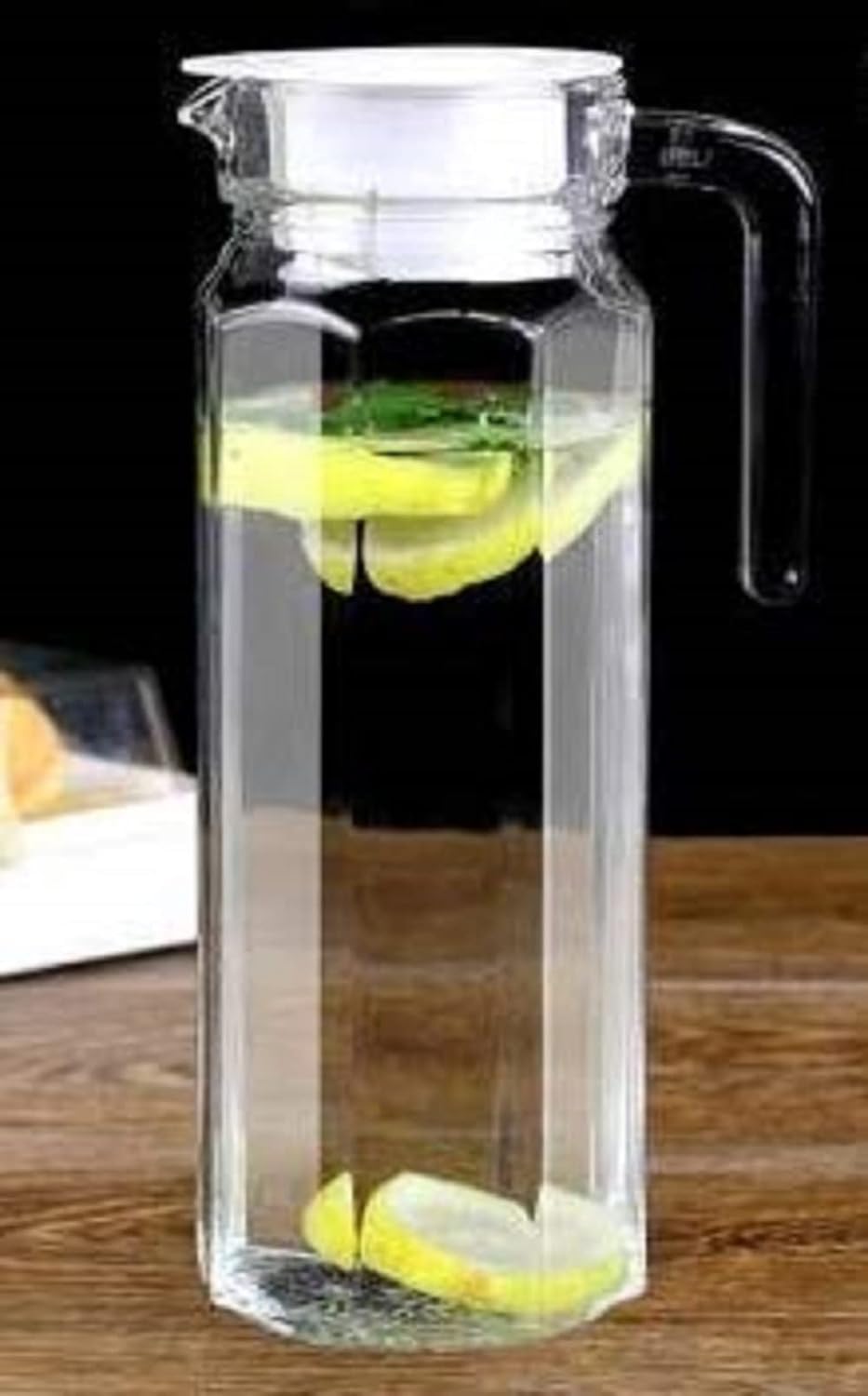 OSHIV Italian Premium Rocco Glass Octagonal Water Jug with Airtight Lid | 1000ml Clear Juice Jug Pitcher, Juice, Iced Coffee & Iced Tea | Easy Pour Spout & Handle (1 Liter) 2