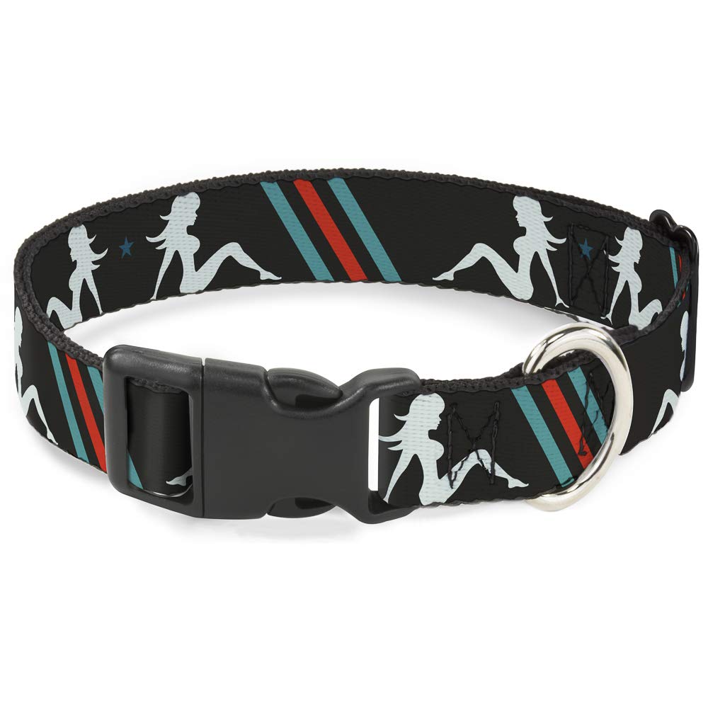 Collier chien motif Mud Flap Girl rayures colorees pour balades en ville