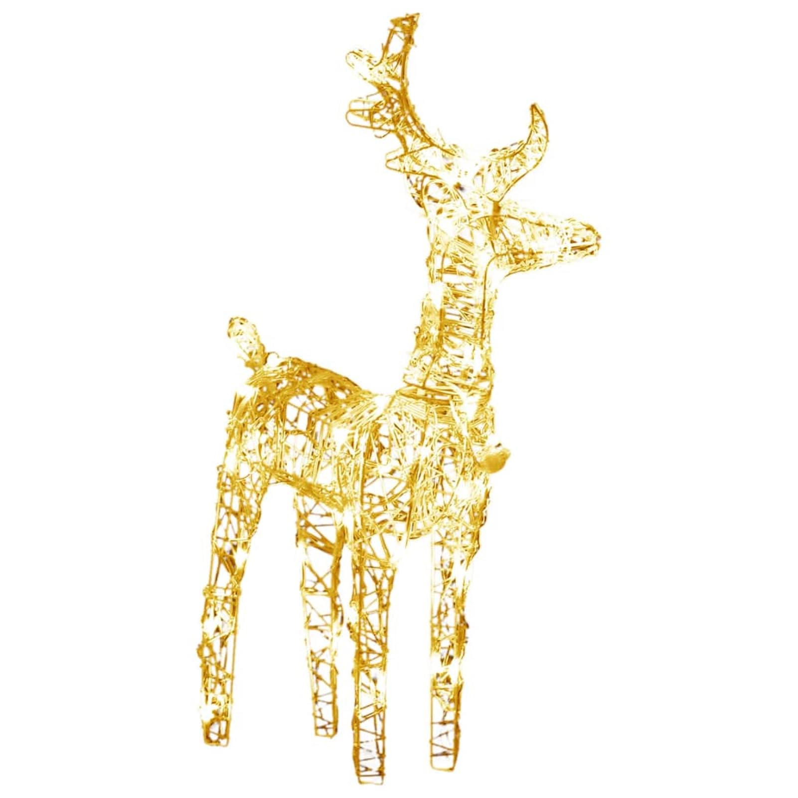 Renne di Natale 6 pz Bianco Caldo 240 LED in Acrilico,Slitta e Renne Luminose con LED a Pile per Interni ed Esterni