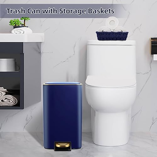 Miniatura 12 de Cubo de basura pequeño para baño con tapa de cierre suave, cubo de basura de acero inoxidable de 10 litros/2.6 galones con cubo interior extraíble
