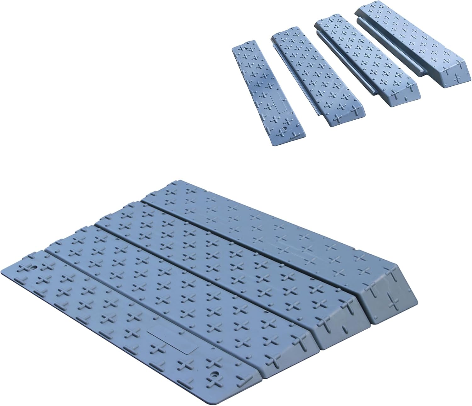 4-Part Portable Wheelchair Ramp, 1/2/3/4 Inch Height-Adjustable Disabled Ramp,Non-Slip,Threshold Ramp for Home, Steps, Wheelchairs & Scooters(4 inch)