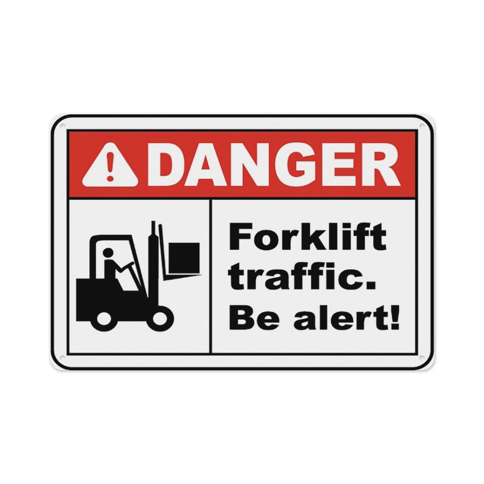Danger Forklift Traffic. Be Alert! Vintage Metal Sign Home Road Street Garage School Wall Decor Metal Tin Sign 8X12 Inch