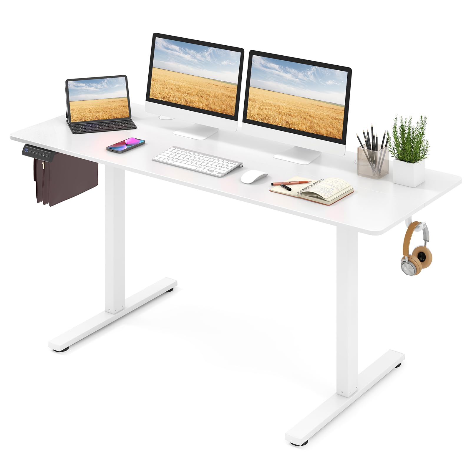 Amazonベーシック パイン無垢材プラットフォーム　 ダブル　ホワイト Amazon.com: Tangkula 63 Inch Height Adjustable Electric Standing