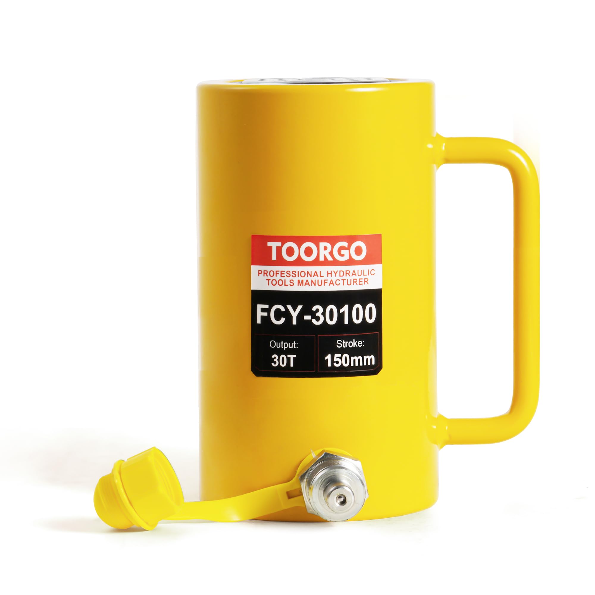 30T 4Inch Stroke Porta Power Single Acting Lifting Cylinder for Shipbuilding, Machinery and Industry,Automatically Retract Split Hydraulic Cylinders Jacks, Yellow