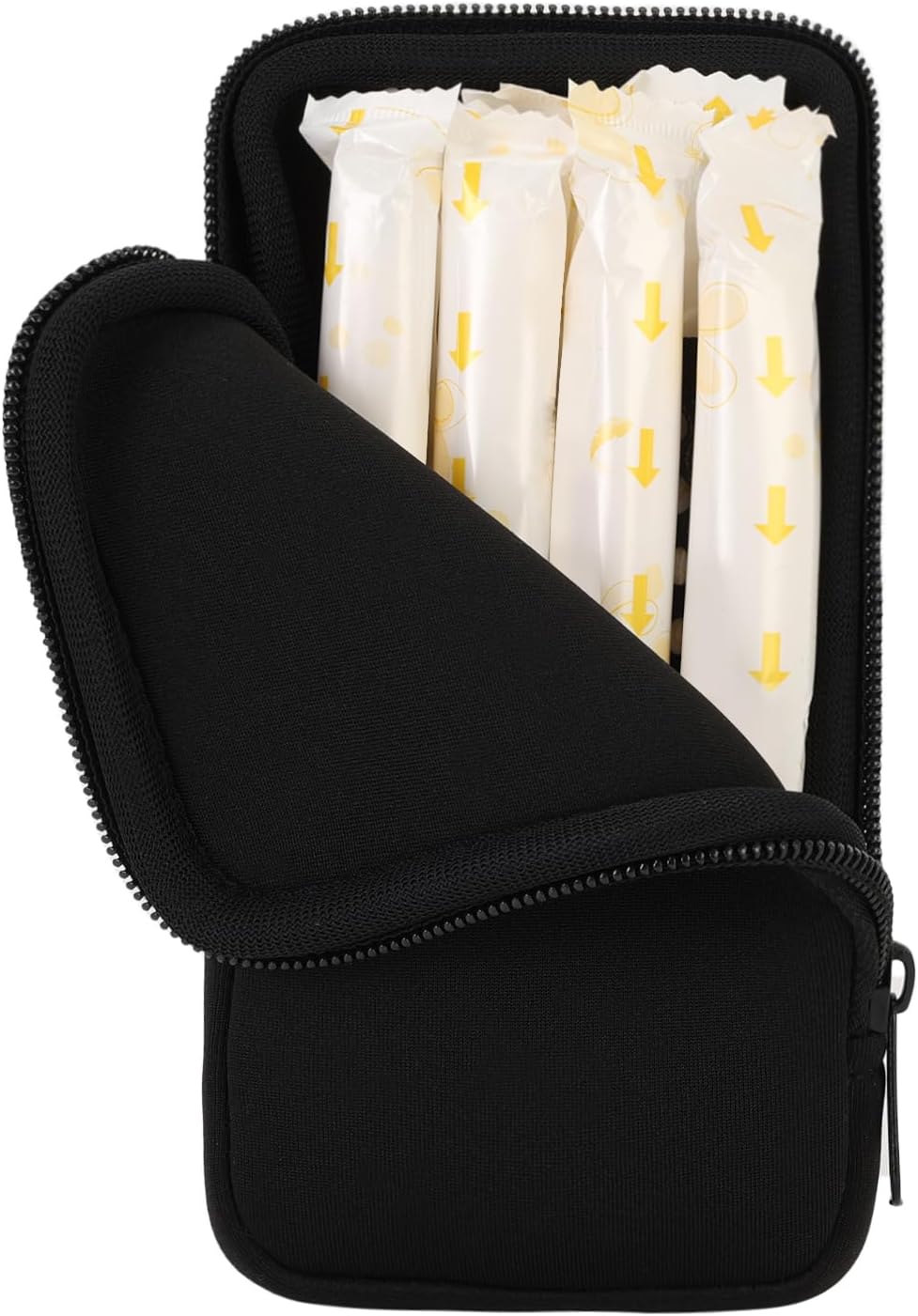 Tampon Storage Bag, Neoprene Tampon Organizer Case with Zipper Small Pouch for Feminine Products Portable Period Bags for Women,Ladies (Black)