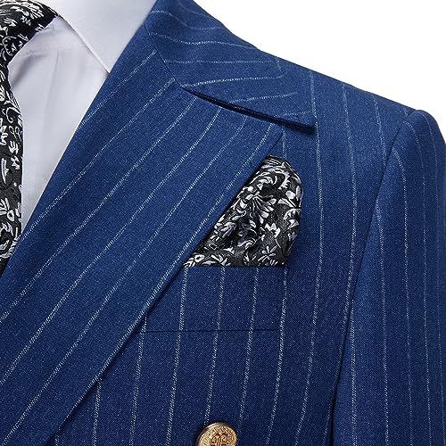 Men's 2 Piece Pinstripe Suit Double Breasted Formal Groomsmen Tuxedos Blazer Pant Sets 5