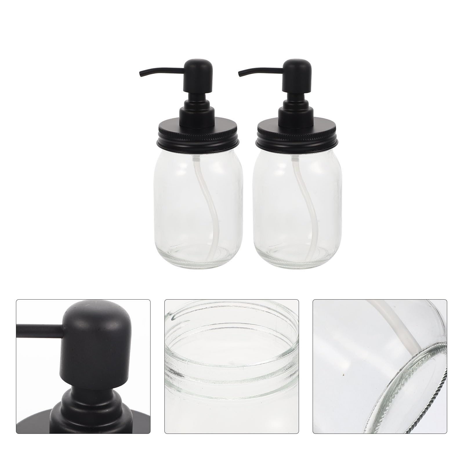 Distributeur de Sirop en Verre et Acier Inoxydable Noir 2Pcs pour Stockage Alimentaire Multifonctionnel la Cuisine et Présents de Mariage