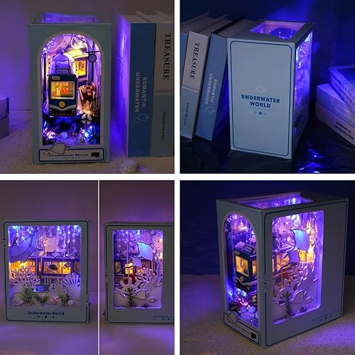 Miniatura 2 de Soporte de madera 3D para libros, rompecabezas DIY casa de muñecas sujetalibros de madera, kit de construcción para adolescentes y adultos para