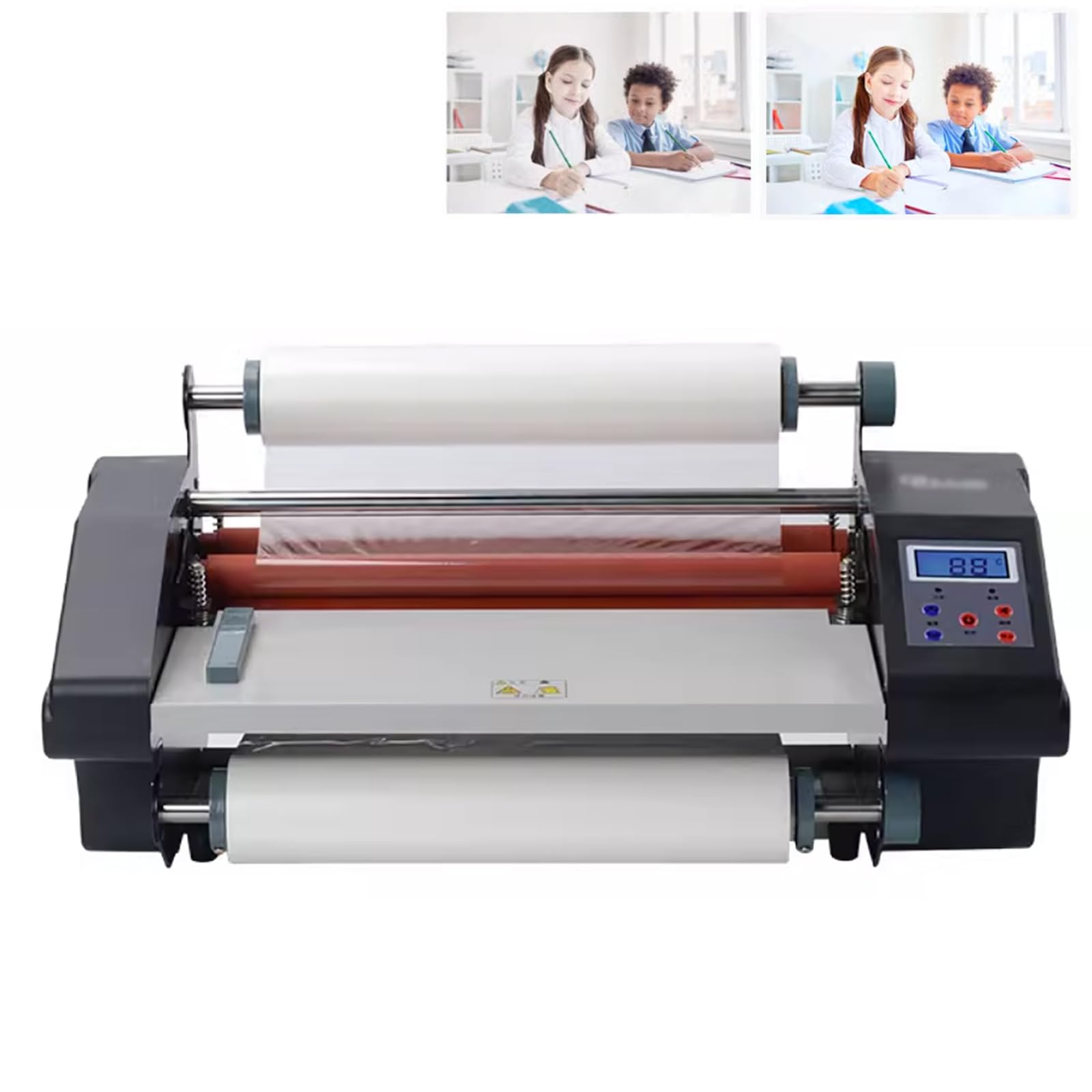 Macchina Plastificatrice Completamente Automatica, Plastificatrice a Caldo E a Freddo Pubblicitaria da 800 W, Larghezza 37 Cm, Spessore: 0-4 Mm, velocità: 55 Cm/min, Temperatura: 88-170 °C