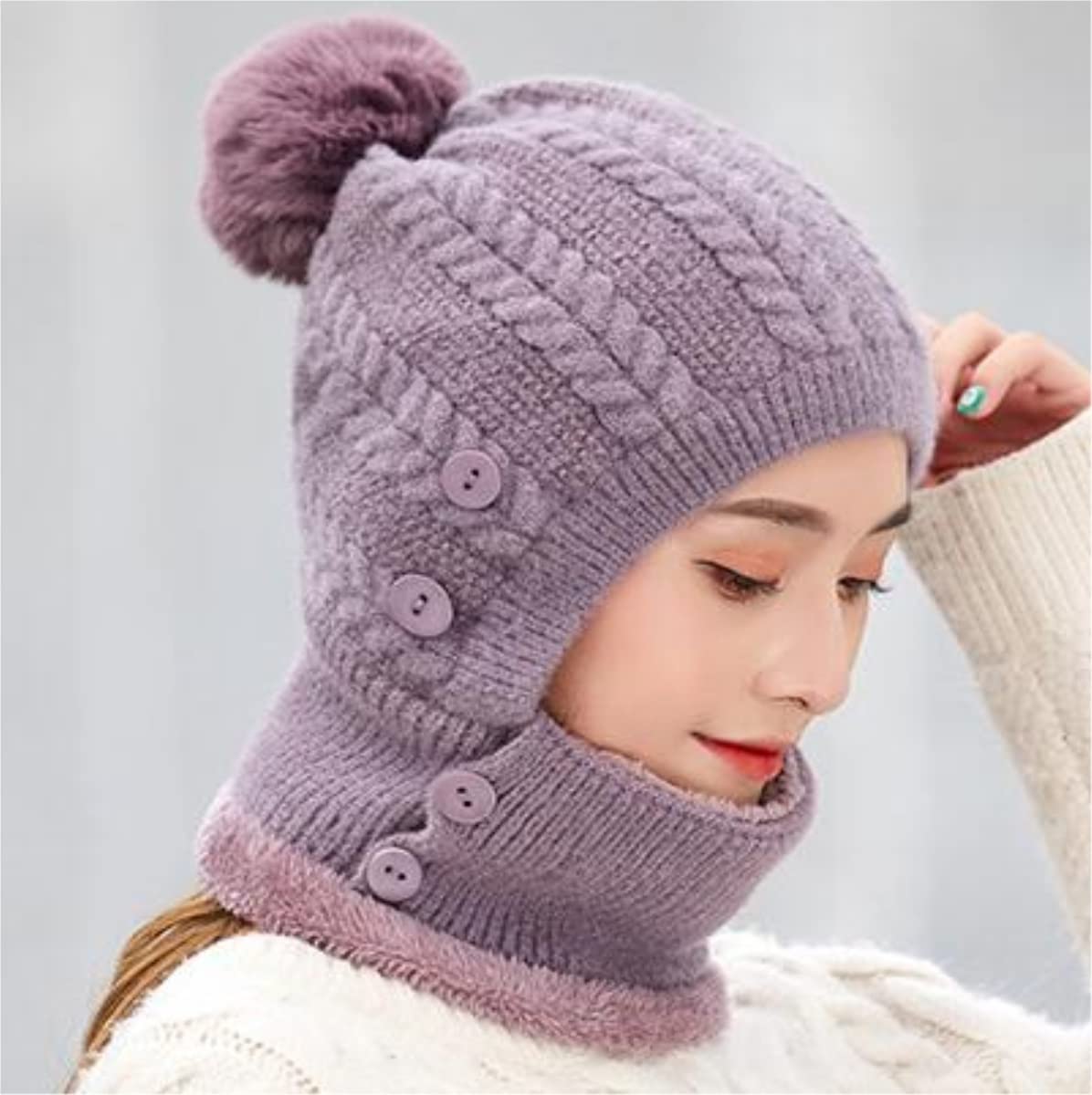 Set Cappello E Sciarpa Invernale Termico Donna: Berretto Con Visiera Elasticizzato E Scaldacollo In Acrilico - Nero, Unica