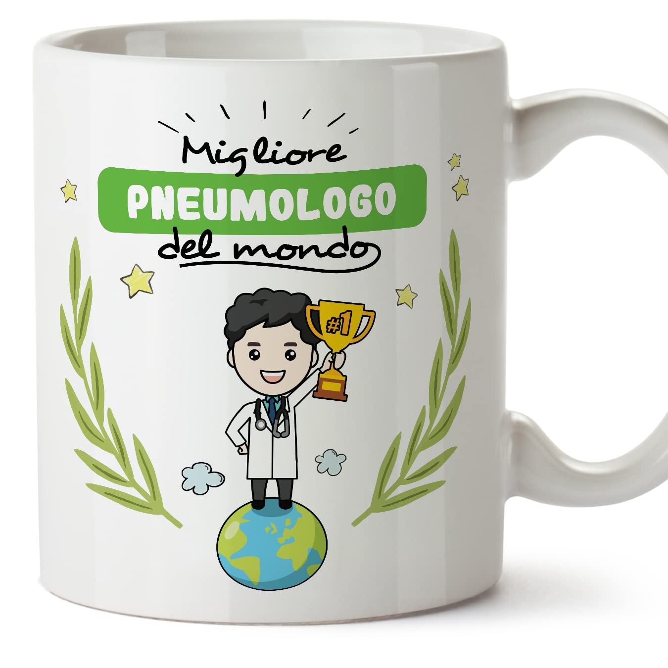 MUGFFINS Pulmonologist Man Mug - in Italian - Migliore del Mondo - Funny Gift for Colleagues - Ceramic 11oz Mug