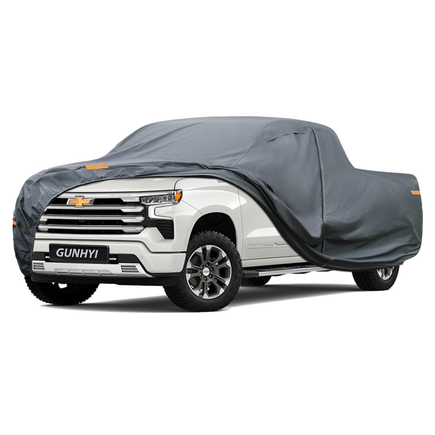 GUNHYI Premium Truck Cover Custom Fit Chevrolet Silverado 1500 Crew Cab Short Bed, 16 Layers Heavy Duty Truck Cover Waterproof All Weather with Zipper Door for Sun Rain Snow Dust Uv Protection