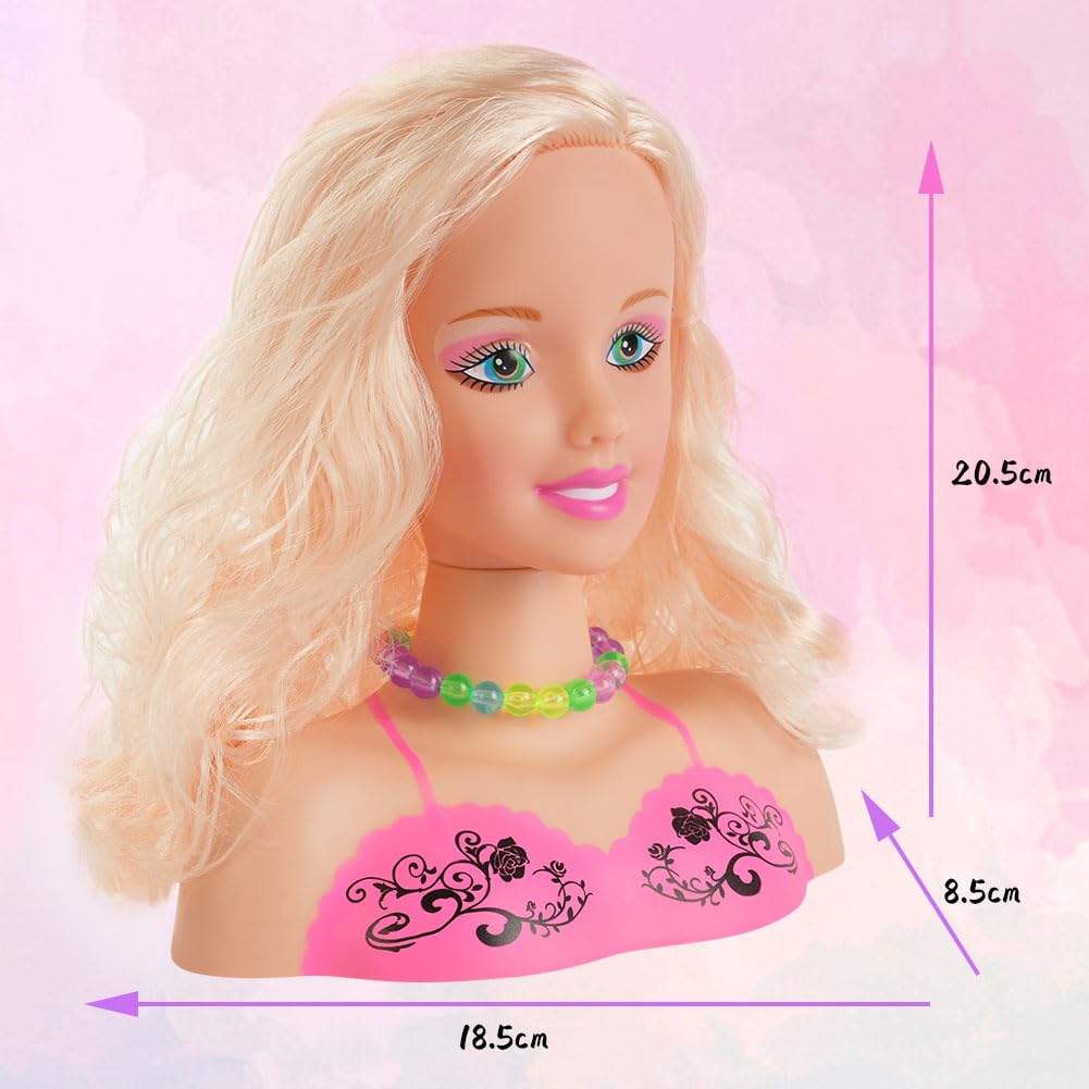 Make-up Pretend Playset Voor Kinderen 17pcs Kapper Styling Hoofd Pop Make Up Speelgoed Educatief Speelgoed Cadeau Voor Kinderen Meisjes