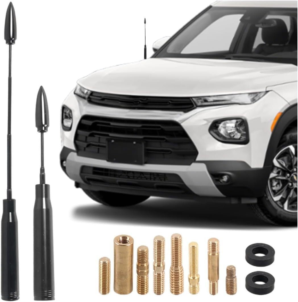 Car Truck Bullet Antenna Mast, Vehicle Bullet Antenna Mast, Heavy Duty Pickup Trucks Accessories,Auto Radio AM/FM Reception Retractable Antenna Compatible with Most Trucks, Pickup, SUV(Black)