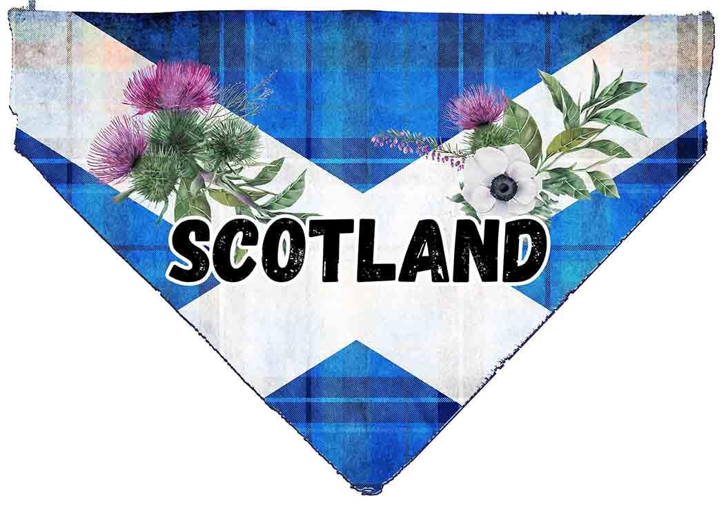 Scotland Dog Bandana, Saltire with Thistle Slide on Collar bandana for pets,