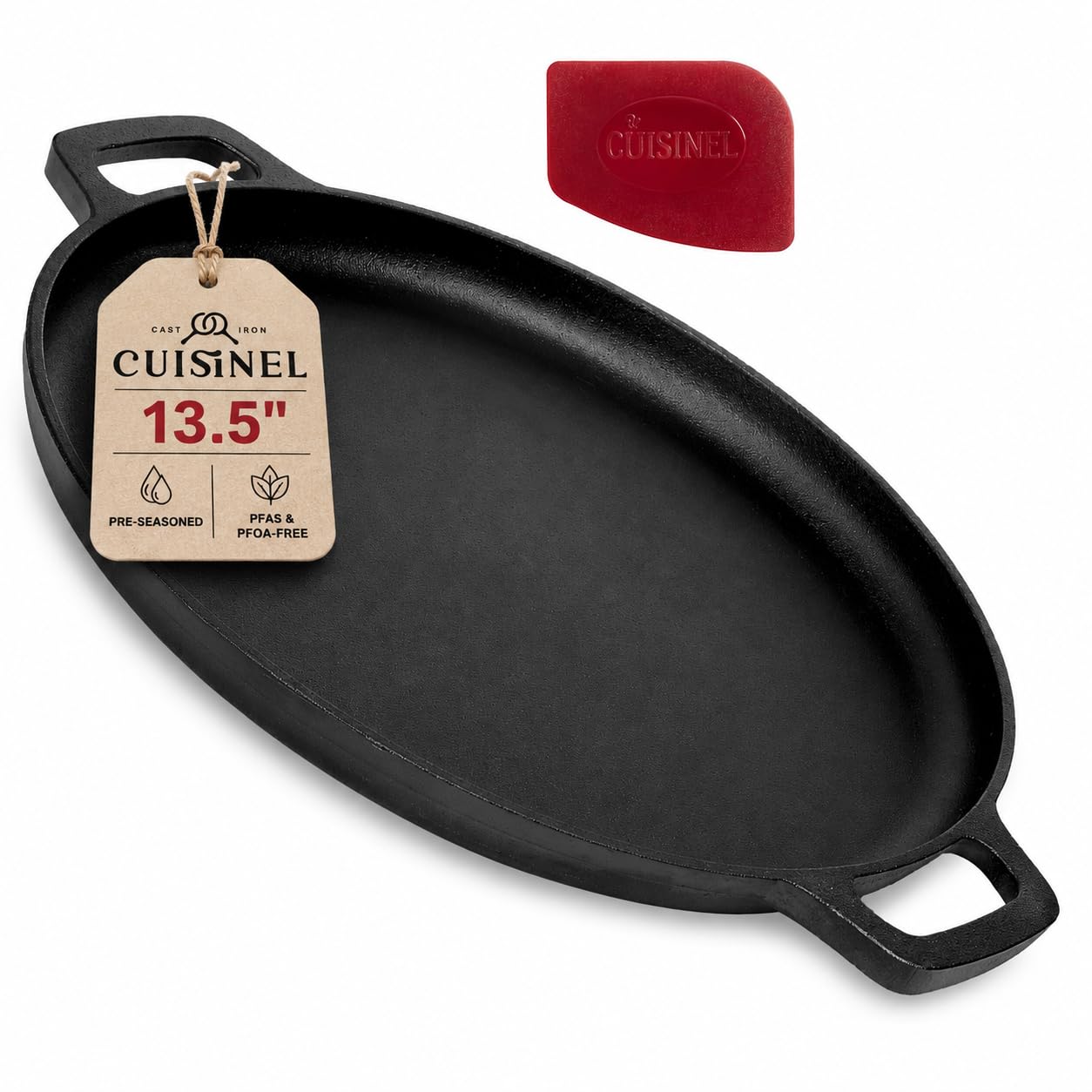 Cuisinel Cast Iron Pizza Pan 13.5-Inch – Pre-Seasoned Rou...