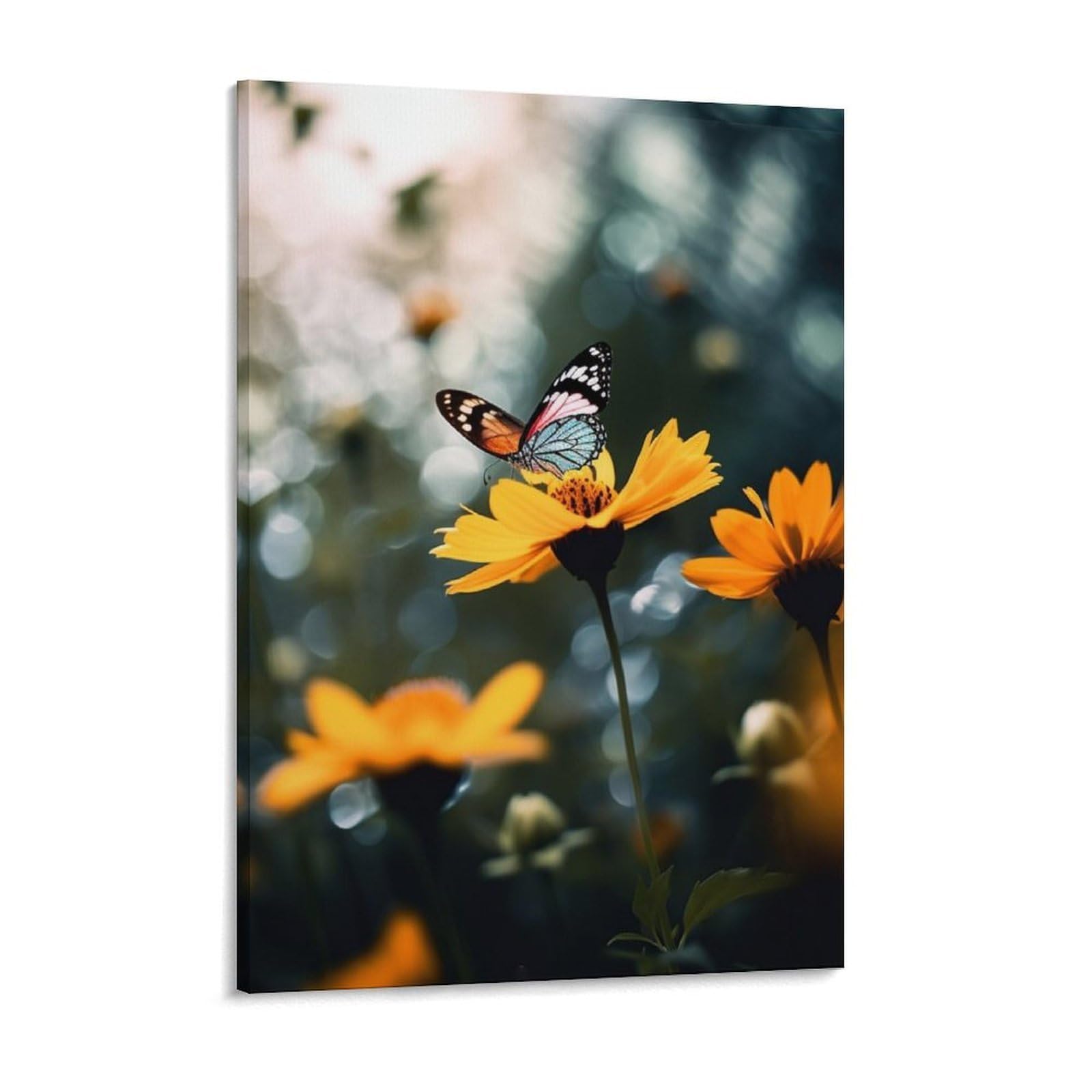 Flowers And Butterfly Canvas Wall Art for Bedroom 12x16inch Canvas Prints Artwork for Walls Modern Picture Artwork Painting for Living Room Aesthetic Wall Paintings for Bathroom Kitchen Offic