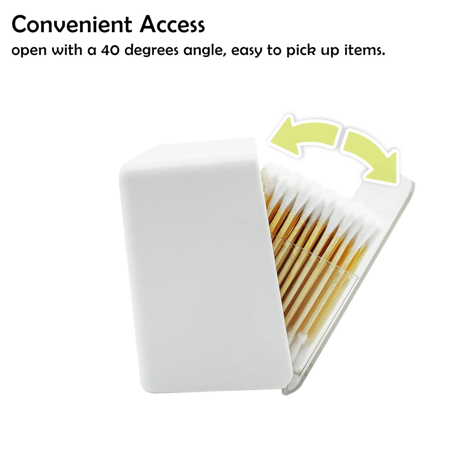Dispenser di supporto Qtip per palloni di cotone, organizer da bagno e contenitori per contenitori, barattoli di plastica con coperchio, per tamponi di cotone