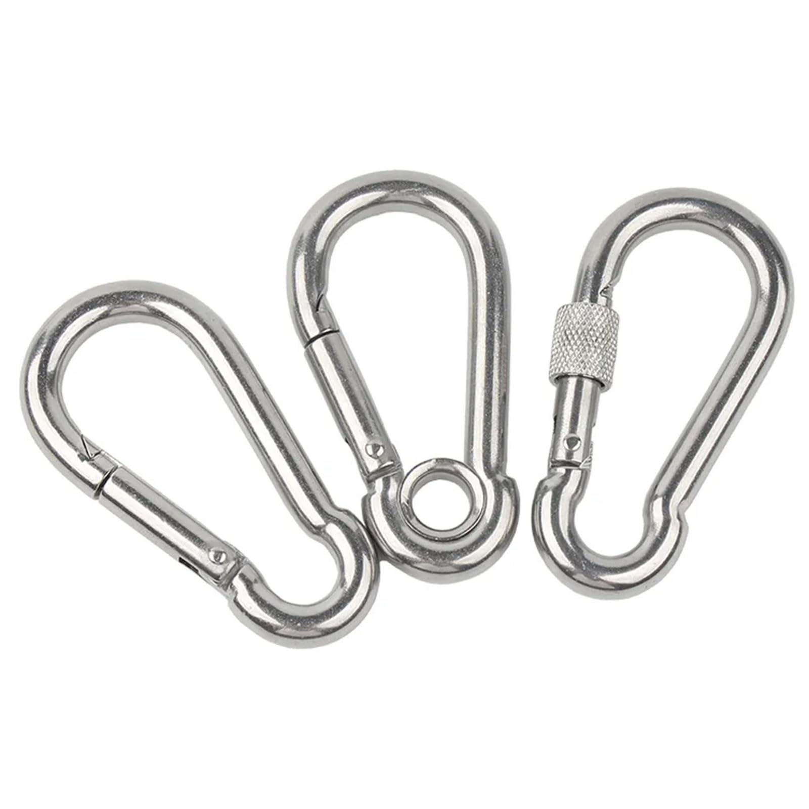 Mosquetones Acero Inoxidable M4-M10 de acero inoxidable con resorte, mosquetón, anillo bloqueo, gancho, grillete, soporte sujeción personalizado(M8(1),5pcs)