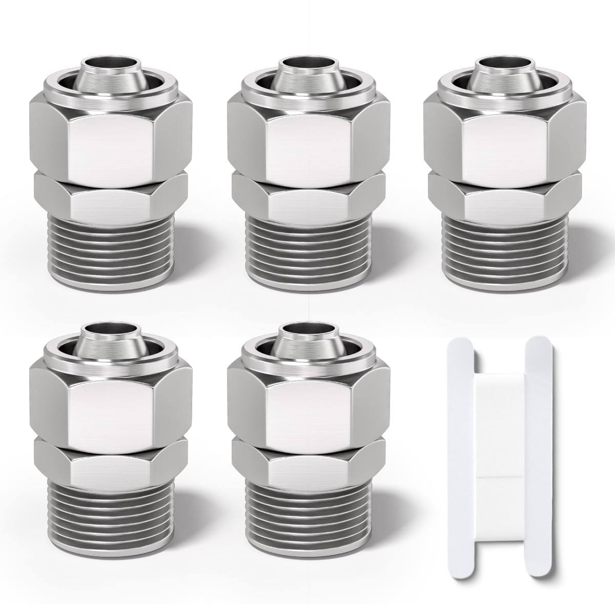 Bwintech 5 Pcs 8mm Tubing OD x 1/8" Male BSP Thread Straight Push to Connect Lock Nut Tube Pneumatic Fitting,KPC8-01 Quick Air Line Adapter