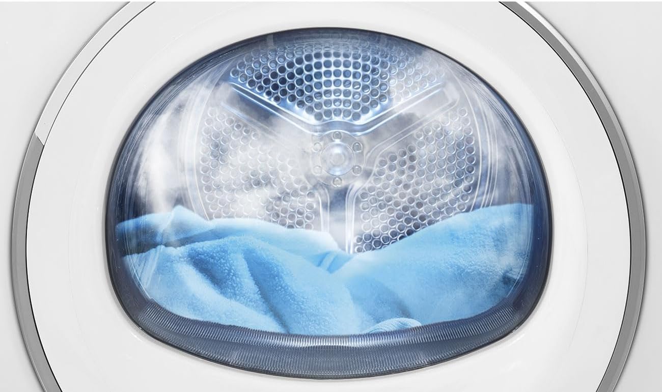 Interior of the Smeg DN83SE dryer drum with the light on.