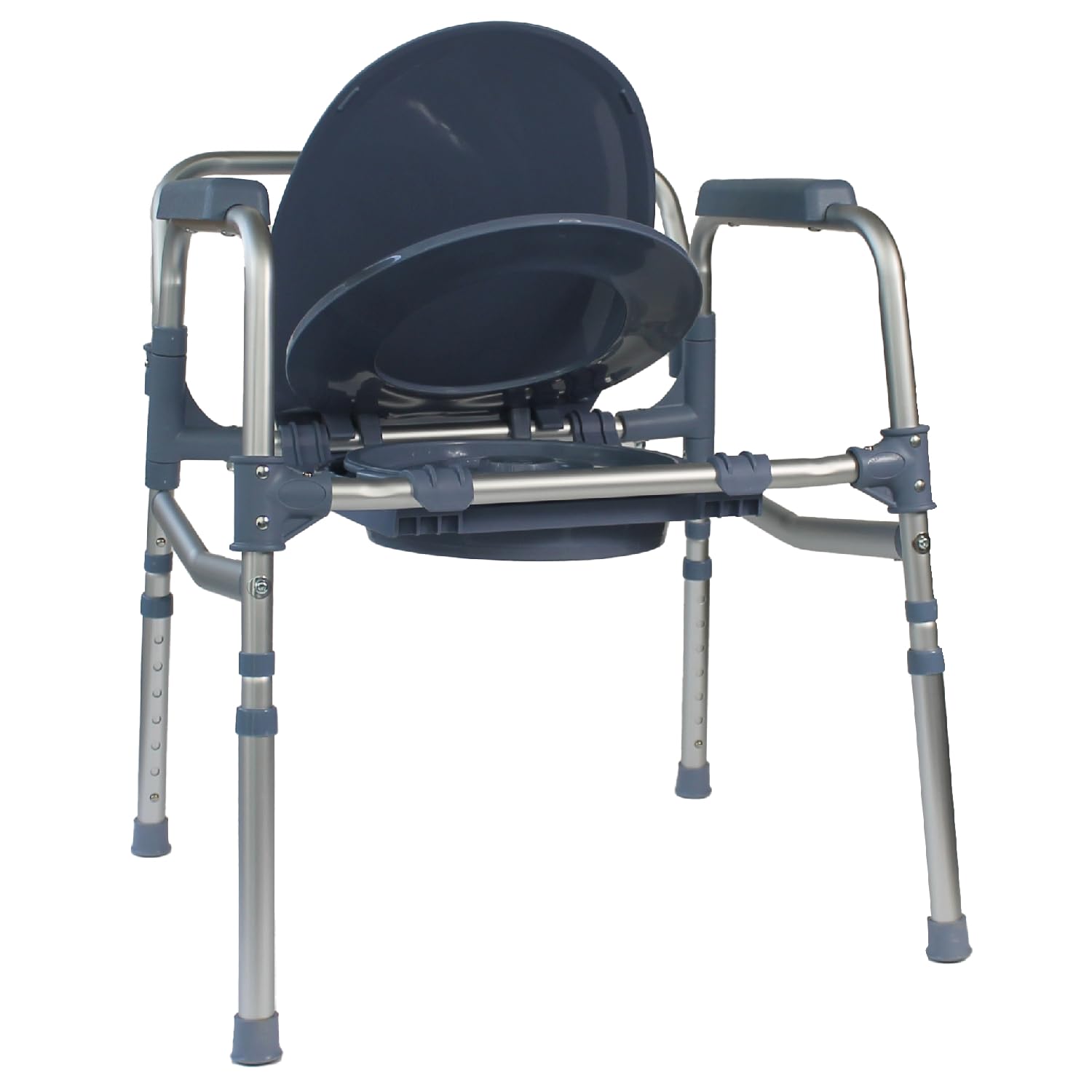Azione Salute Comoda WC Plus 4 in 1 Pieghevole Leggera Sedia da Doccia, Rialzo WC con Vaschetta a Soffietto