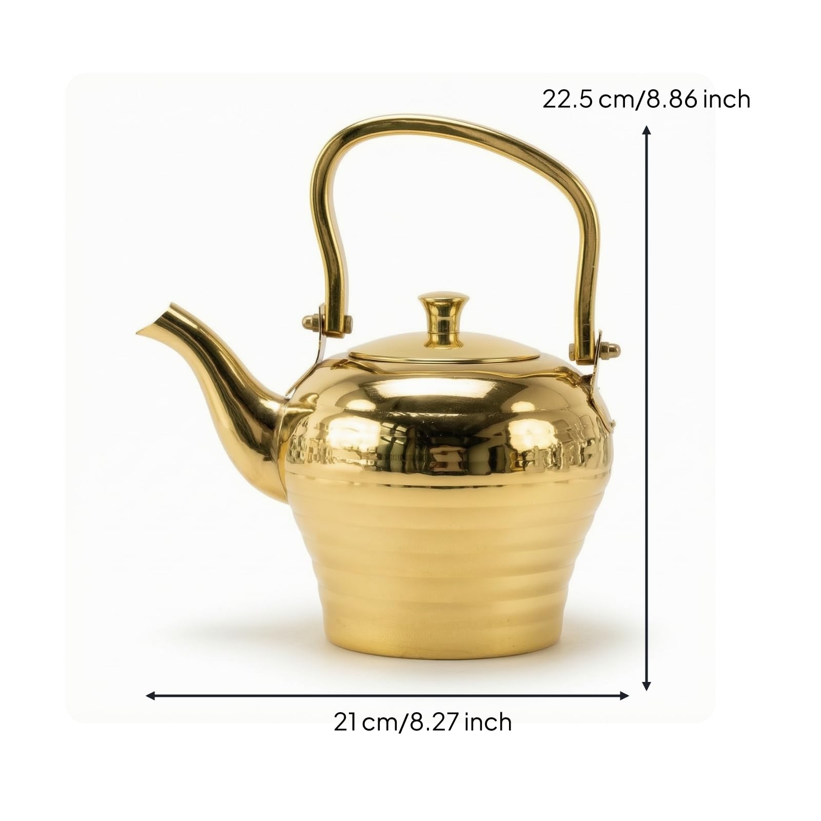 Colcolo Tetera de Acero Inoxidable Tetera Kettle Hervidor Jarro Compacto Cuerpo Redondeado Curvo y Tapa Extraíble Fácil de y Limpiar Adecuado para Mesa de, Dorado, 1.6L