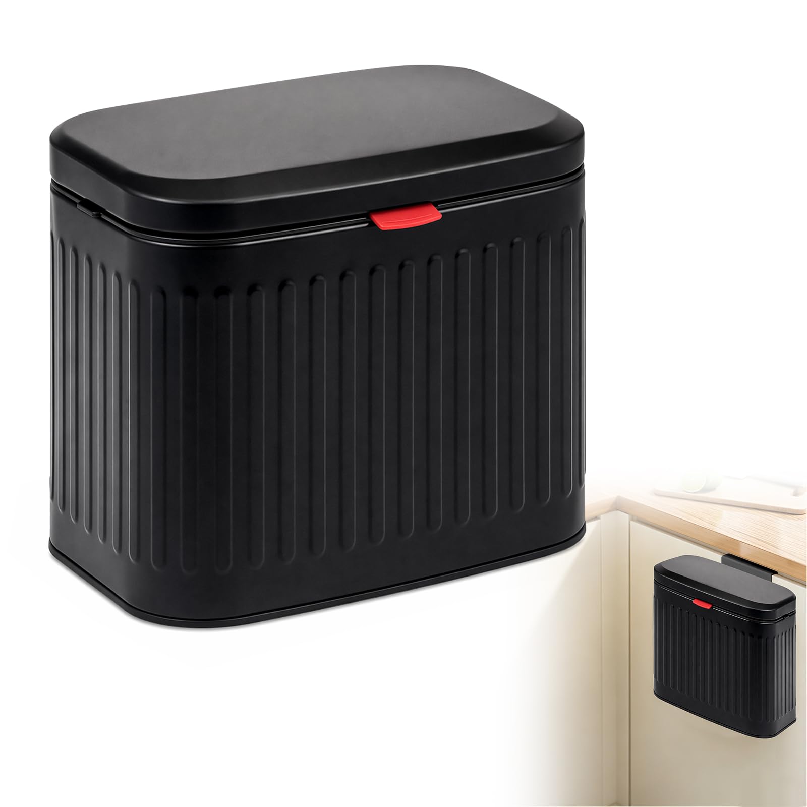 Cubo de basura cocina acero inoxidable 4L RANJIMA para colgar en armario y bajo fregadero