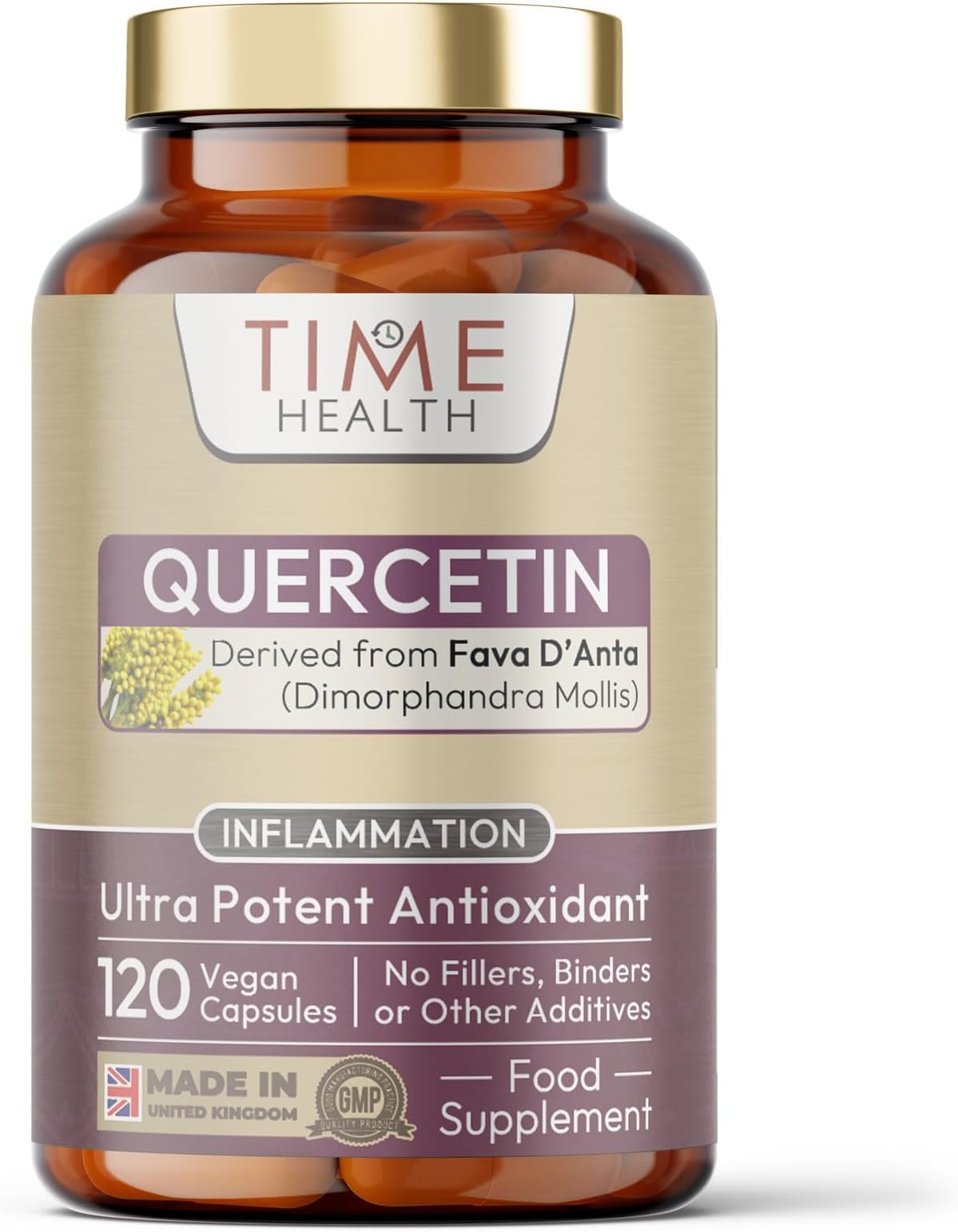 Quercetin Capsules - Naturally Derived - Maximum Antioxidant Action - UK Made - Free from Synthetic Additives - Vegan - Pullulan (120 Capsule Pouch)
