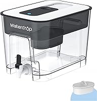 Waterdrop 40-Cup Water Filter Dispenser NSF Certified, 200-Gallon Filter Reduces Chlorine PFAS, 5x Lifespan Fast Flow BPA-Free Black